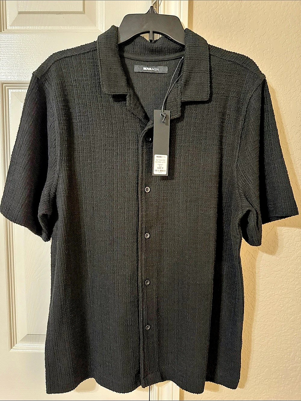 Nova Men Dean Textured Short Sleeve Button Up Shirt Textured Short Sleeve Shirt